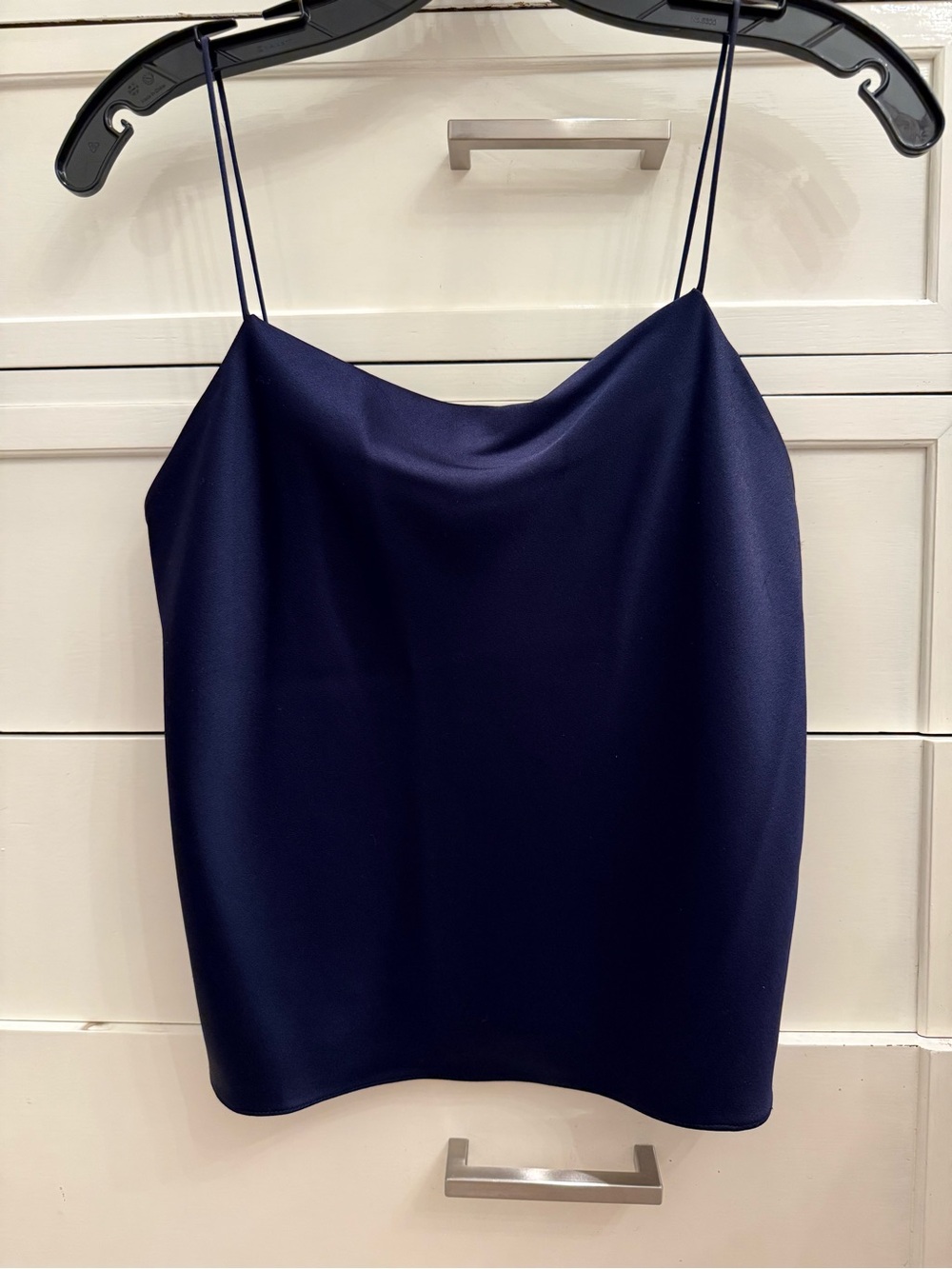 Alice + Olivia Navy Cowl Neck Satin Camisole Top - Women